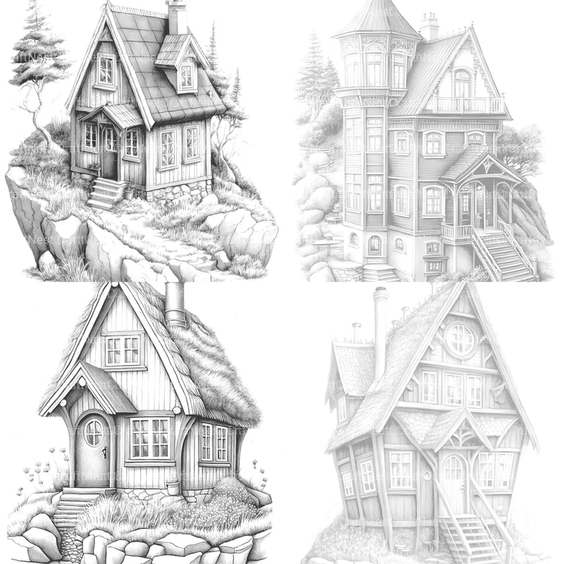 Norwegian Tiny House Coloring Book - CraftNest - Digital Crafting and Art
