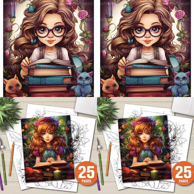 Bookworm Fairies Coloring Book - CraftNest - Digital Crafting and Art