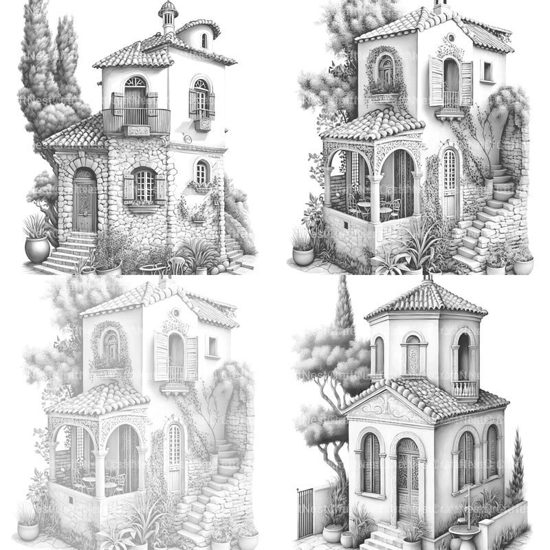 Mediterranean Tiny House Coloring Book - CraftNest - Digital Crafting and Art