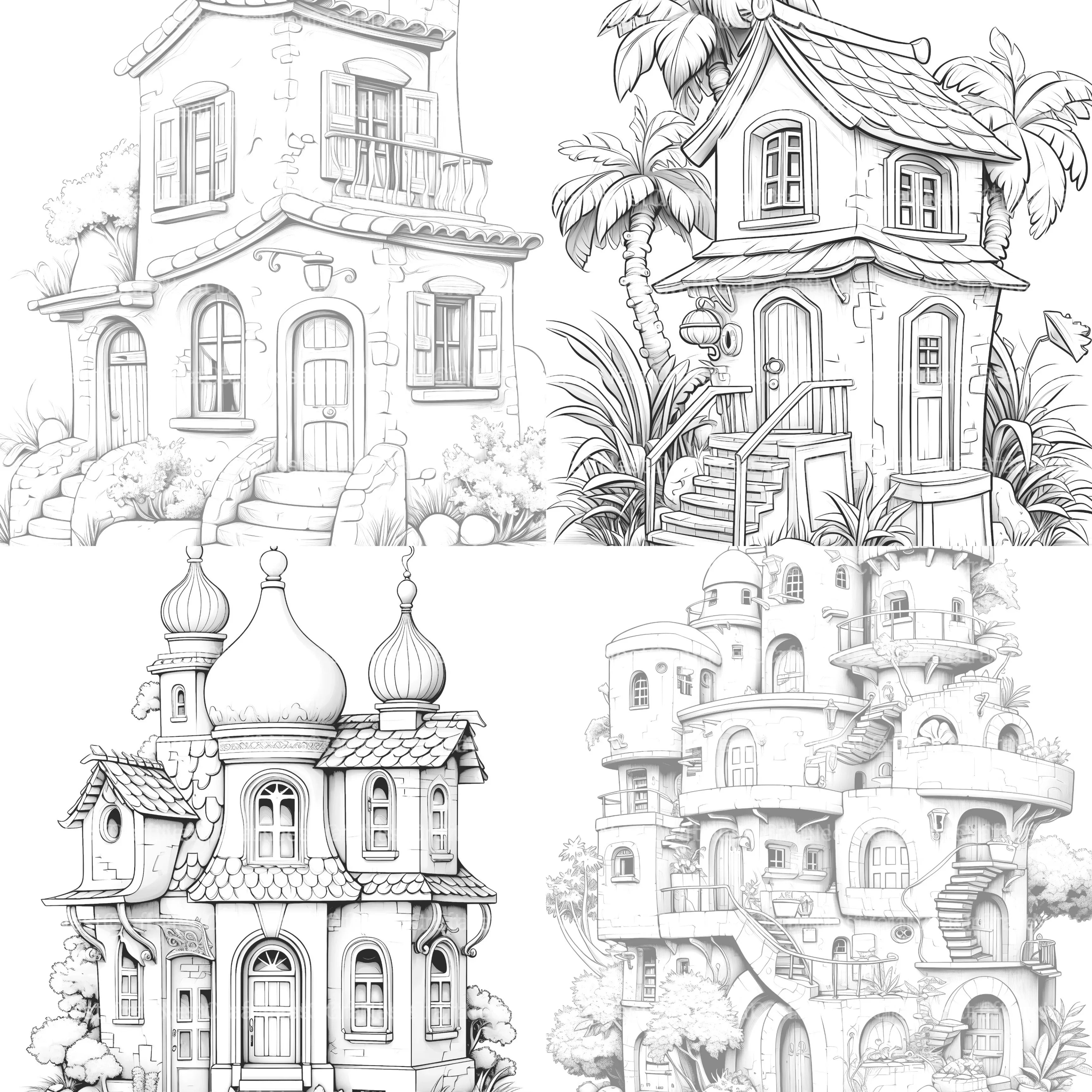 Mixed Tiny House Coloring Book - CraftNest - Digital Crafting and Art