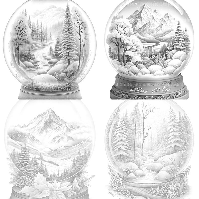 Snow Globe Nature Scene Coloring Book - CraftNest - Digital Crafting and Art