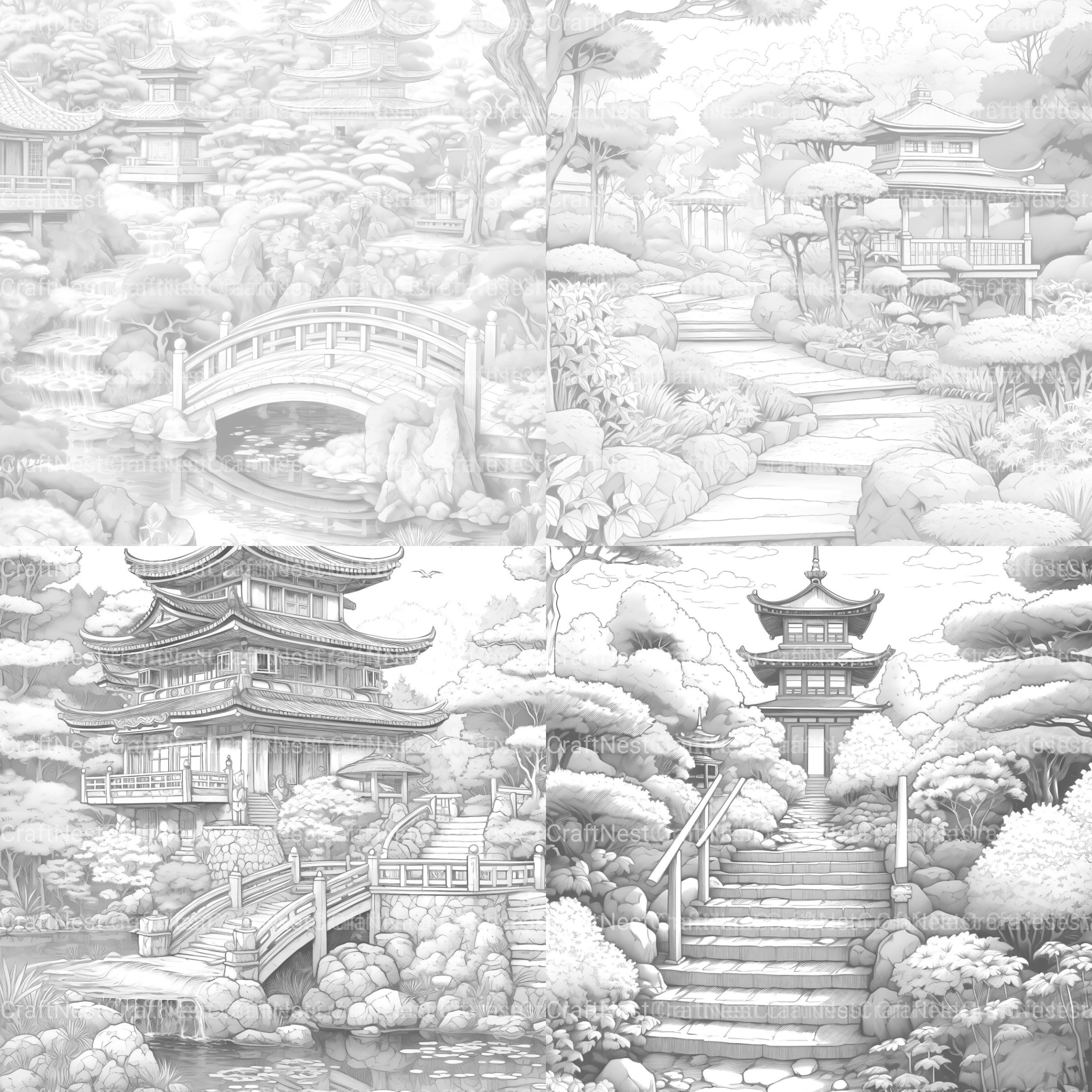 Japanese Garden Coloring Book - CraftNest - Digital Crafting and Art