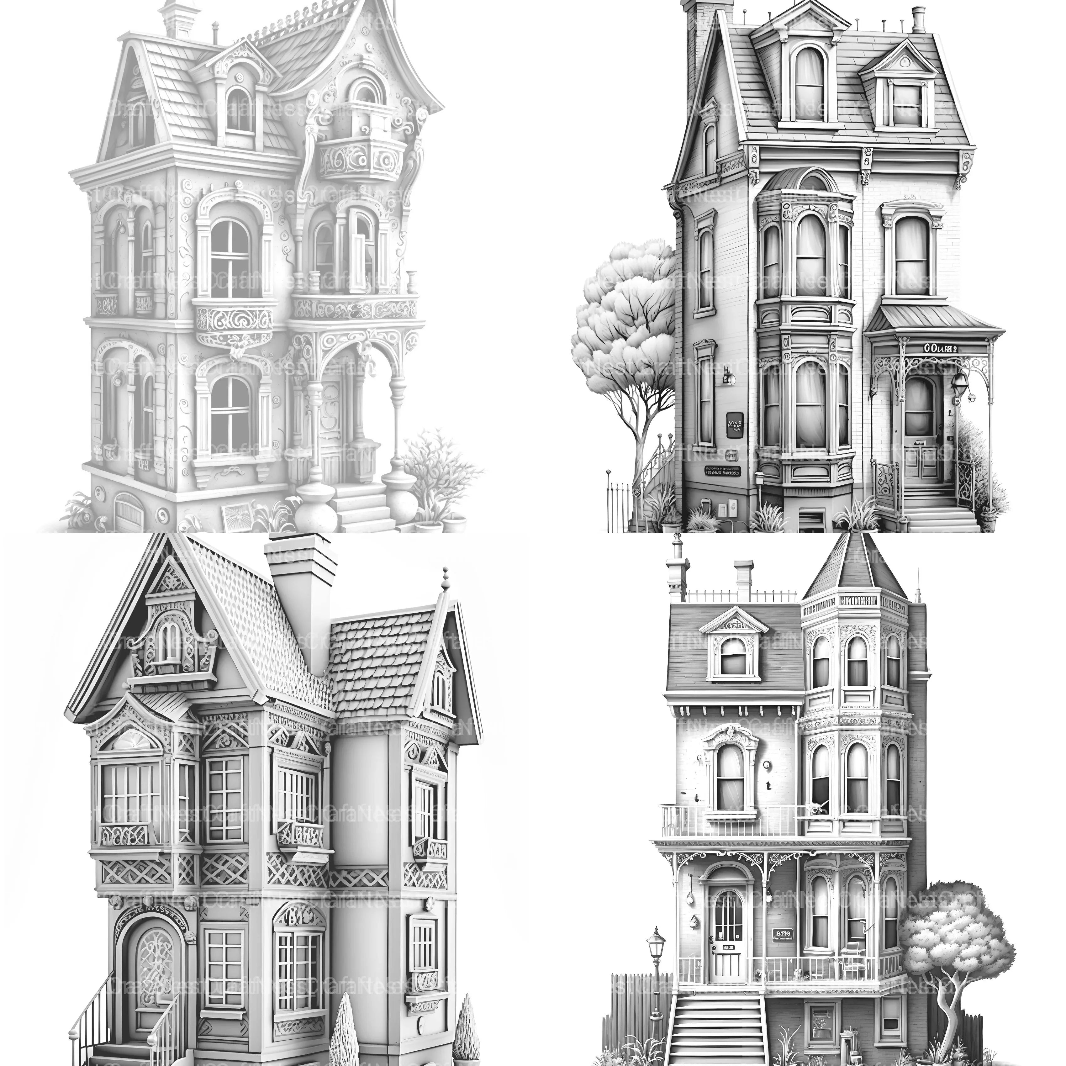 Townhouse Tiny House Coloring Book - CraftNest - Digital Crafting and Art