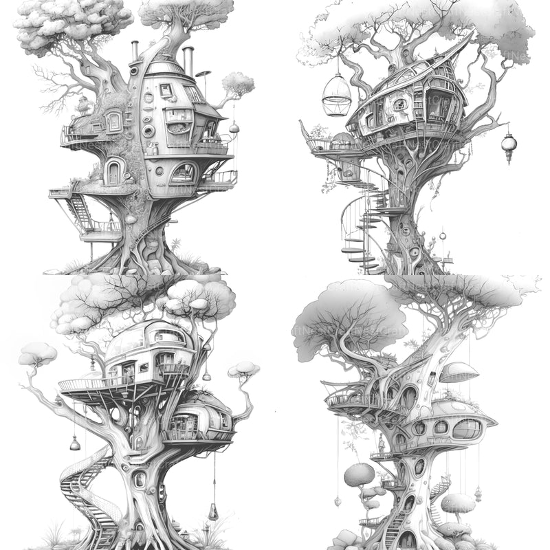 Future Treehouse Coloring Book - CraftNest - Digital Crafting and Art