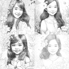 Asian Flower Girl Coloring Book - CraftNest - Digital Crafting and Art