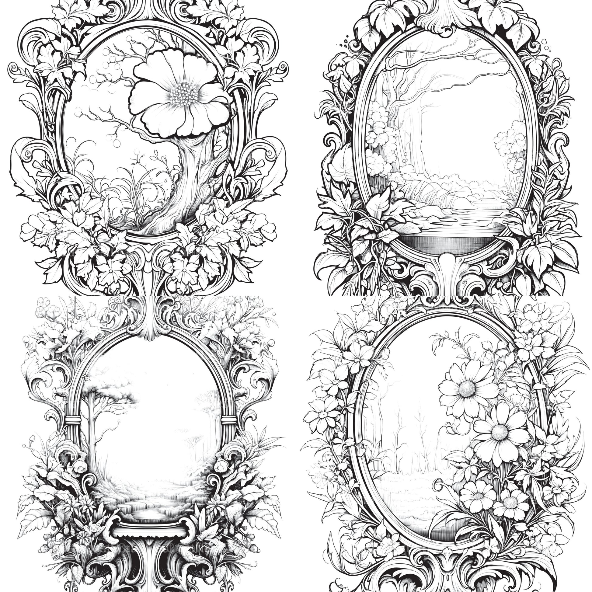 Blooming Mirror Coloring Book - CraftNest - Digital Crafting and Art