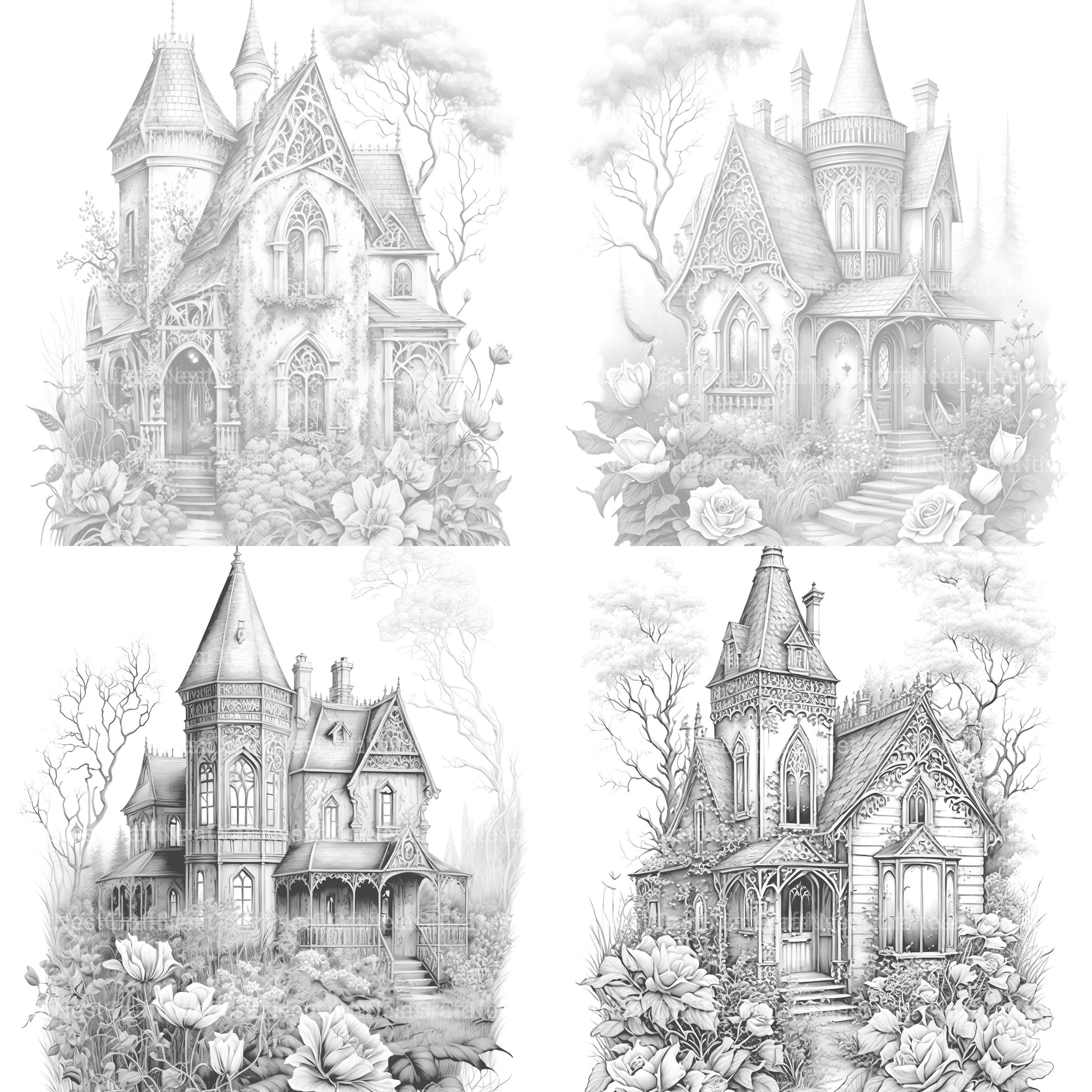 Gothic House Coloring Book - CraftNest - Digital Crafting and Art