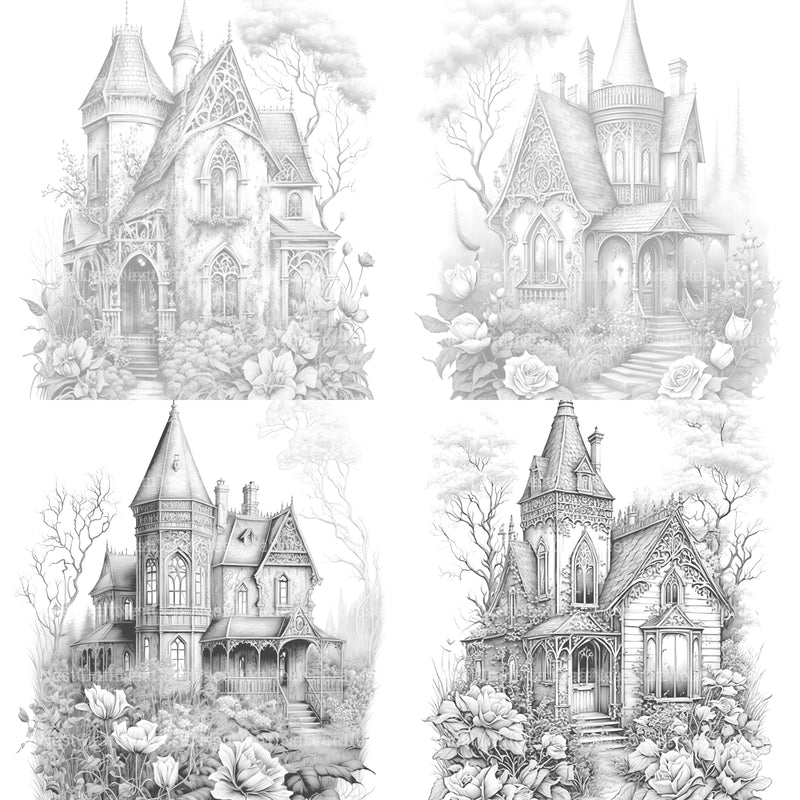 Gothic House Coloring Book - CraftNest - Digital Crafting and Art