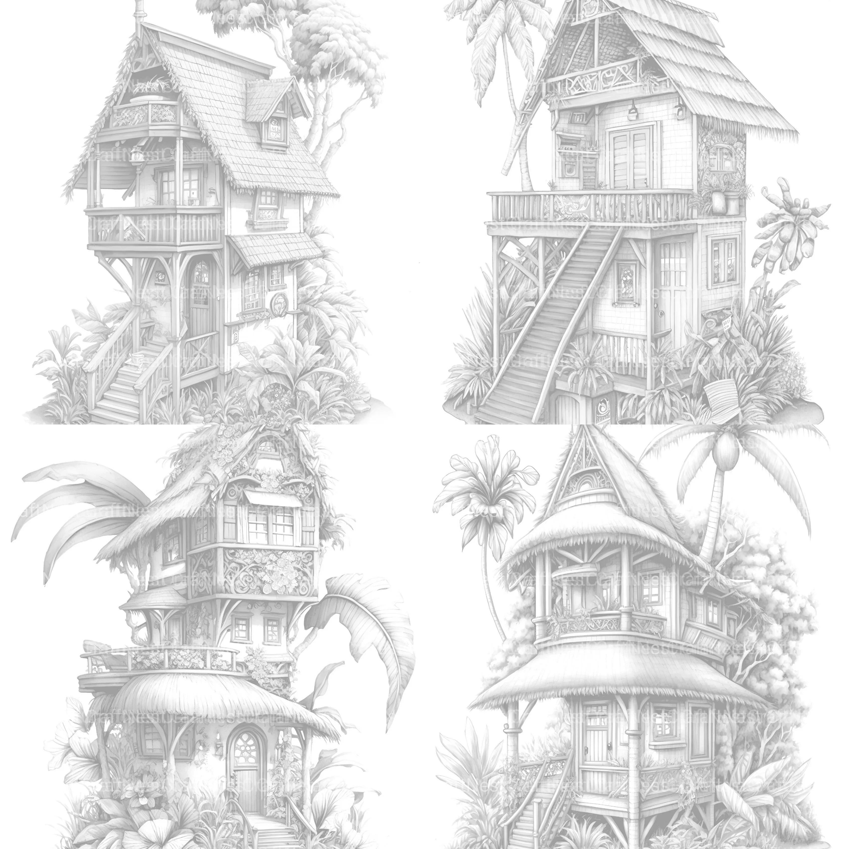Hawaiian Tiny House Coloring Book - CraftNest - Digital Crafting and Art
