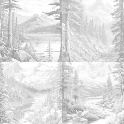 Mountain Landscapes Coloring Book - CraftNest - Digital Crafting and Art