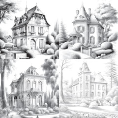 Old French Houses Coloring Book - CraftNest - Digital Crafting and Art