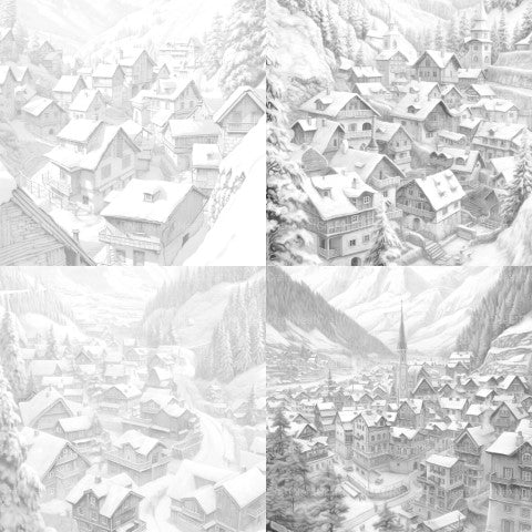Winter Villages Coloring Book