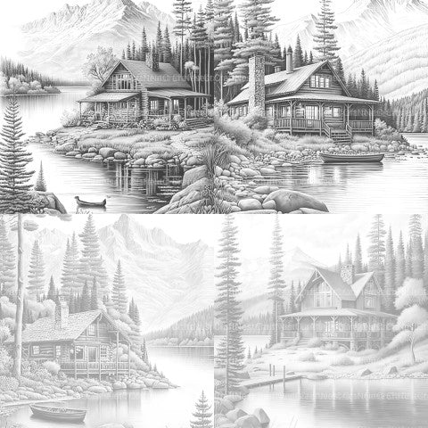 Cabins Coloring Book - CraftNest - Digital Crafting and Art