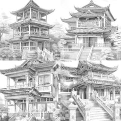 Chinese Architecture Coloring Book - CraftNest - Digital Crafting and Art