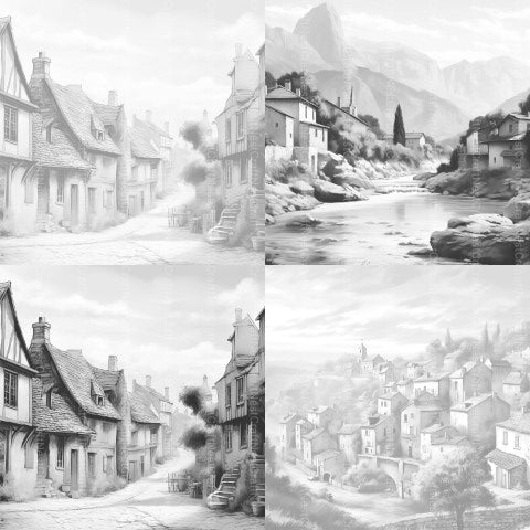 French Village Coloring Book - CraftNest - Digital Crafting and Art