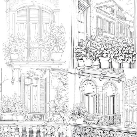 Mediterranean Windows Coloring Book - CraftNest - Digital Crafting and Art
