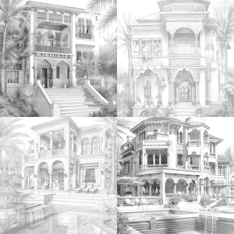 Arabian Villas Coloring Book - CraftNest - Digital Crafting and Art