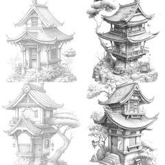 Japanese Tiny House Coloring Book - CraftNest - Digital Crafting and Art