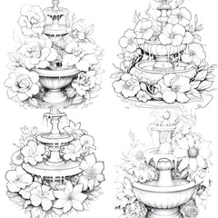 Blooming Fountain Coloring Book - CraftNest - Digital Crafting and Art