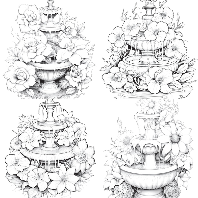 Blooming Fountain Coloring Book - CraftNest - Digital Crafting and Art