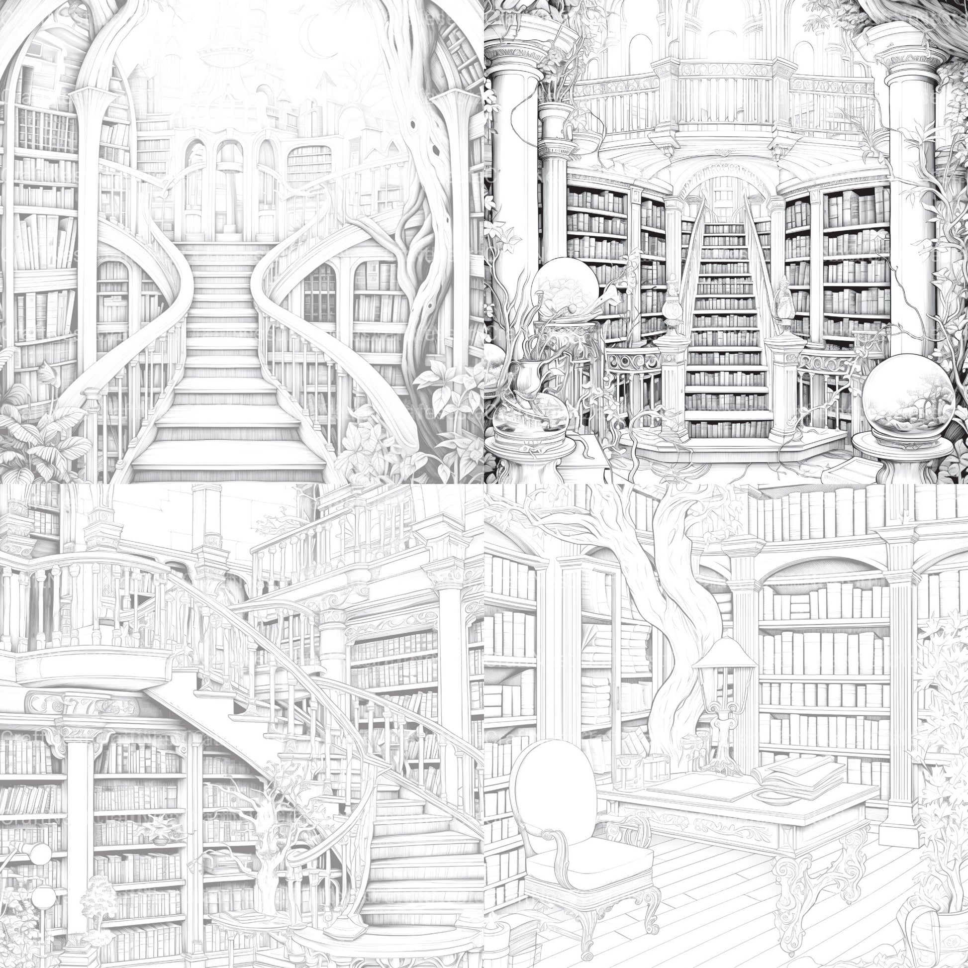 Enchanted Library Coloring Book - CraftNest - Digital Crafting and Art