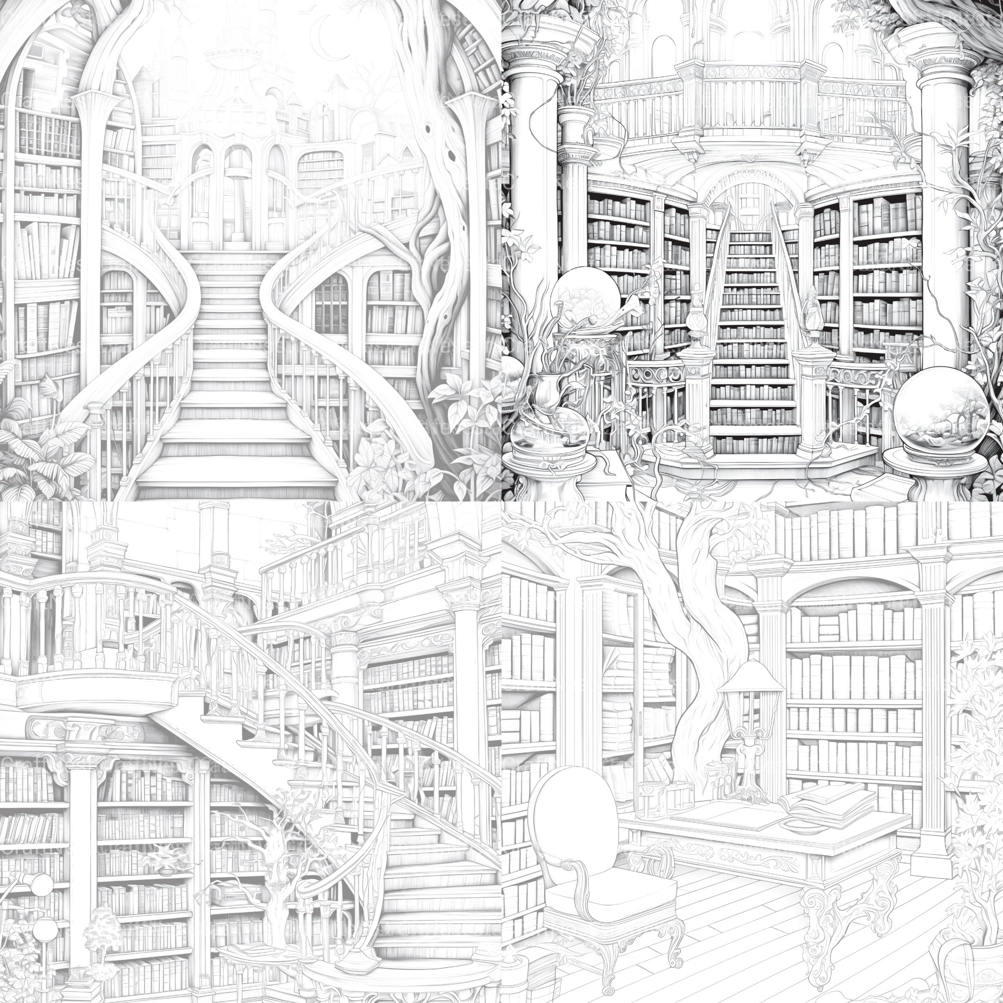 Enchanted Library Coloring Book - CraftNest - Digital Crafting and Art