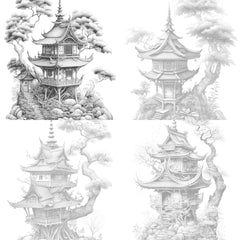 Japanese Fairy House Coloring Book - CraftNest - Digital Crafting and Art