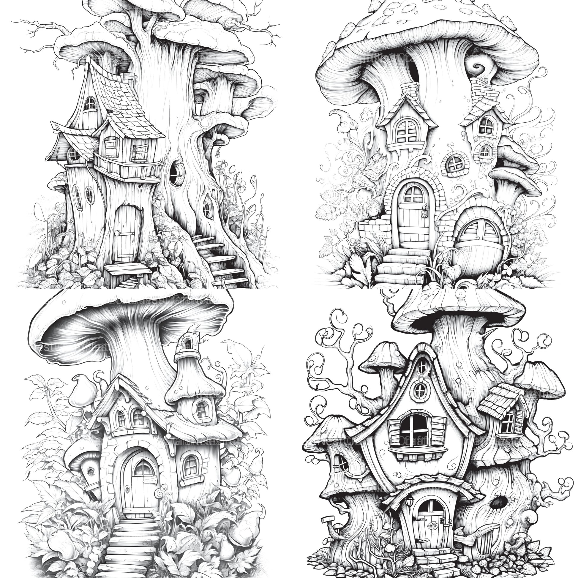 Fairy Houses Coloring Book - CraftNest - Digital Crafting and Art