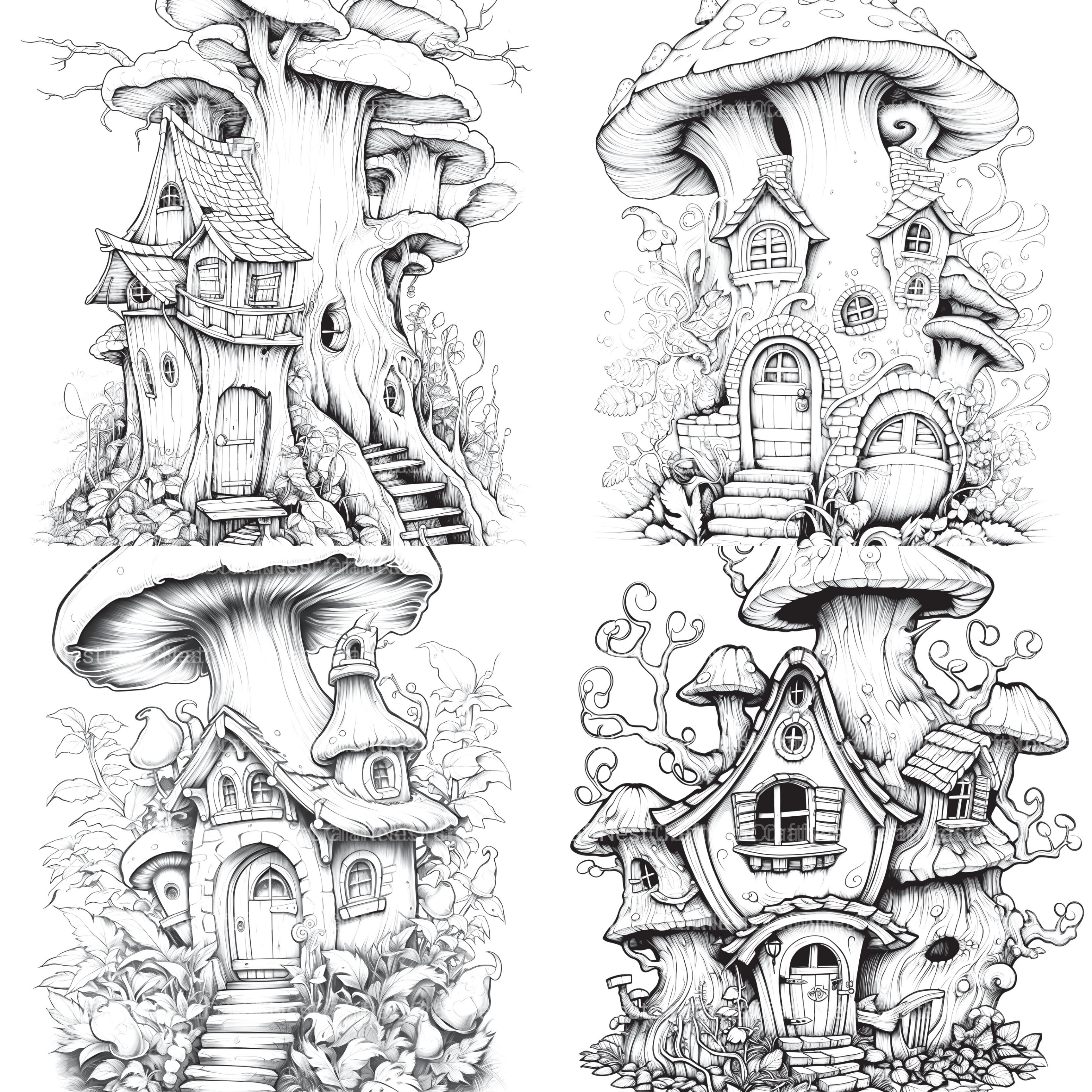 Fairy Houses Coloring Book - CraftNest - Digital Crafting and Art