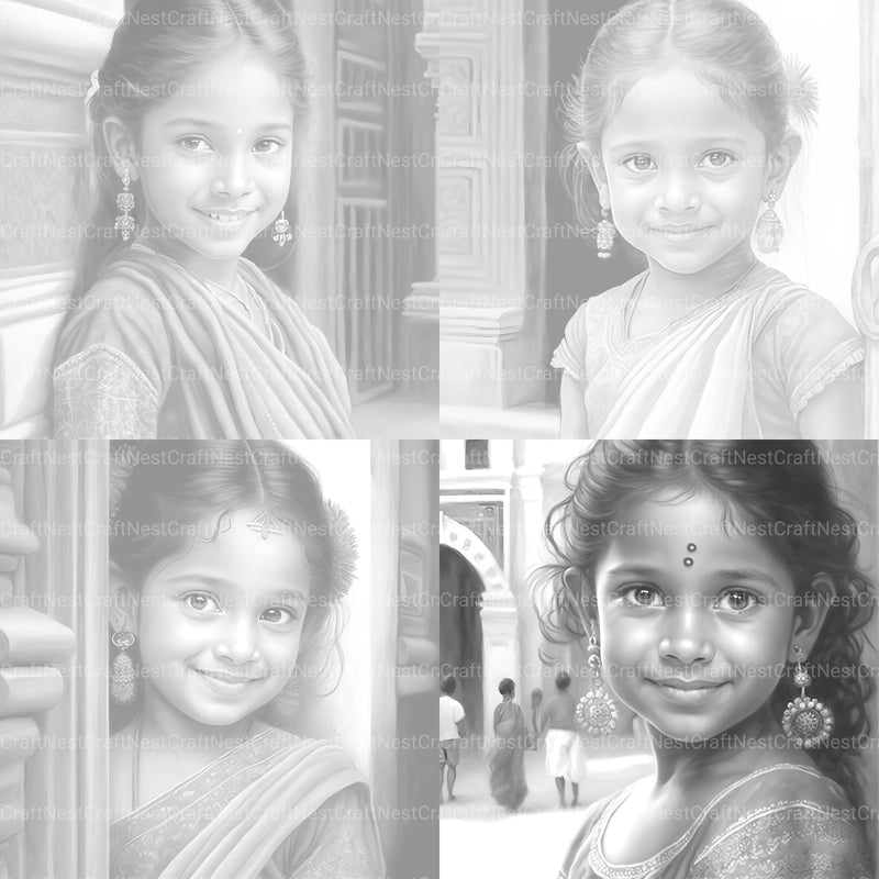 Indian Girl Coloring Book - CraftNest - Digital Crafting and Art