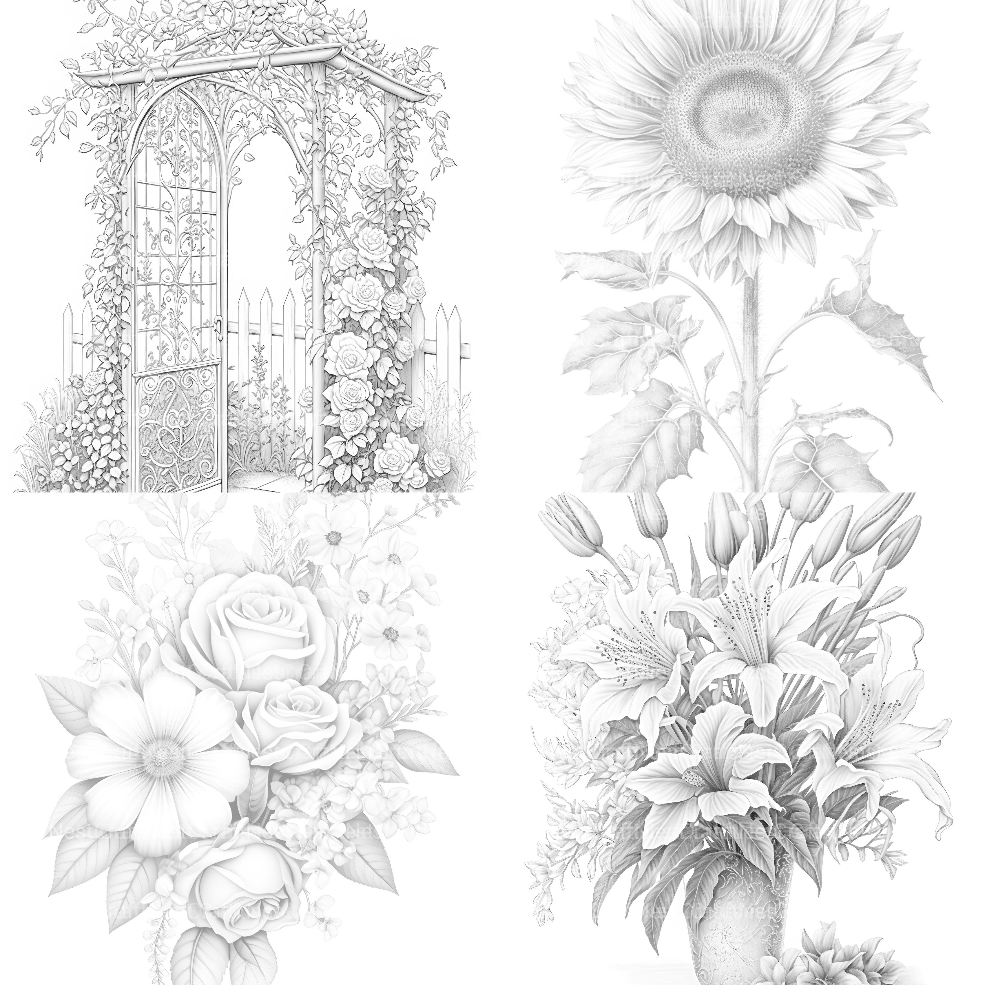 Flower Coloring Book 3 - CraftNest - Digital Crafting and Art