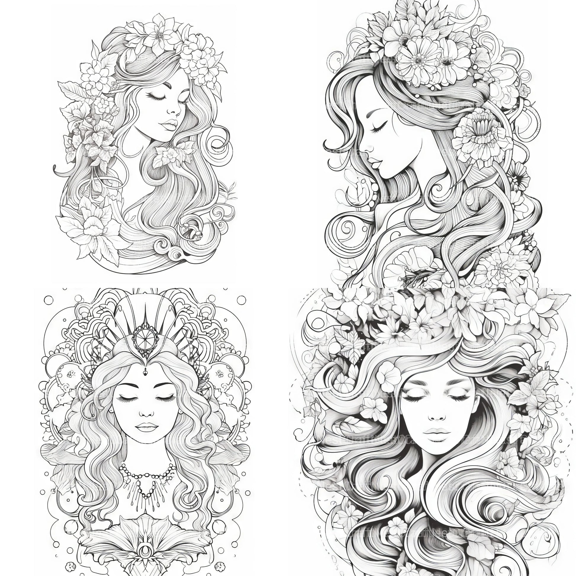 Femme Portrait Coloring Book - CraftNest - Digital Crafting and Art