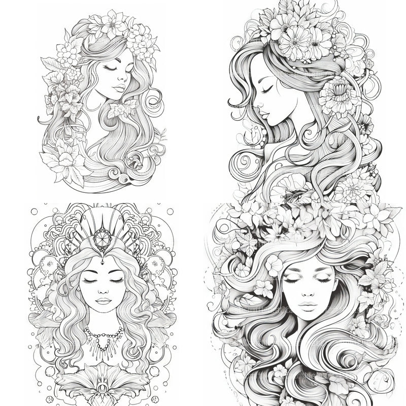 Femme Portrait Coloring Book - CraftNest - Digital Crafting and Art