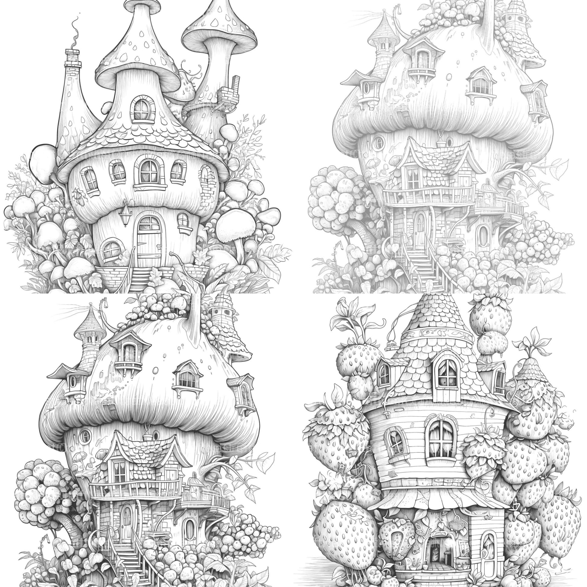Strawberry Fairy House Coloring Book - CraftNest - Digital Crafting and Art