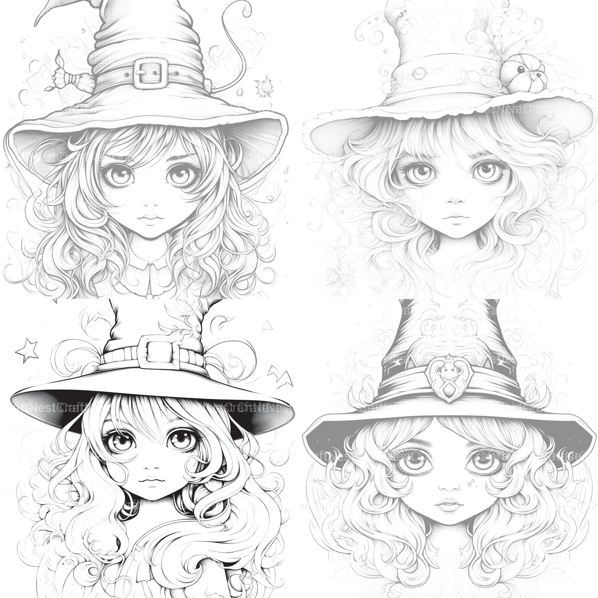 Cute Witch Coloring Book - CraftNest - Digital Crafting and Art