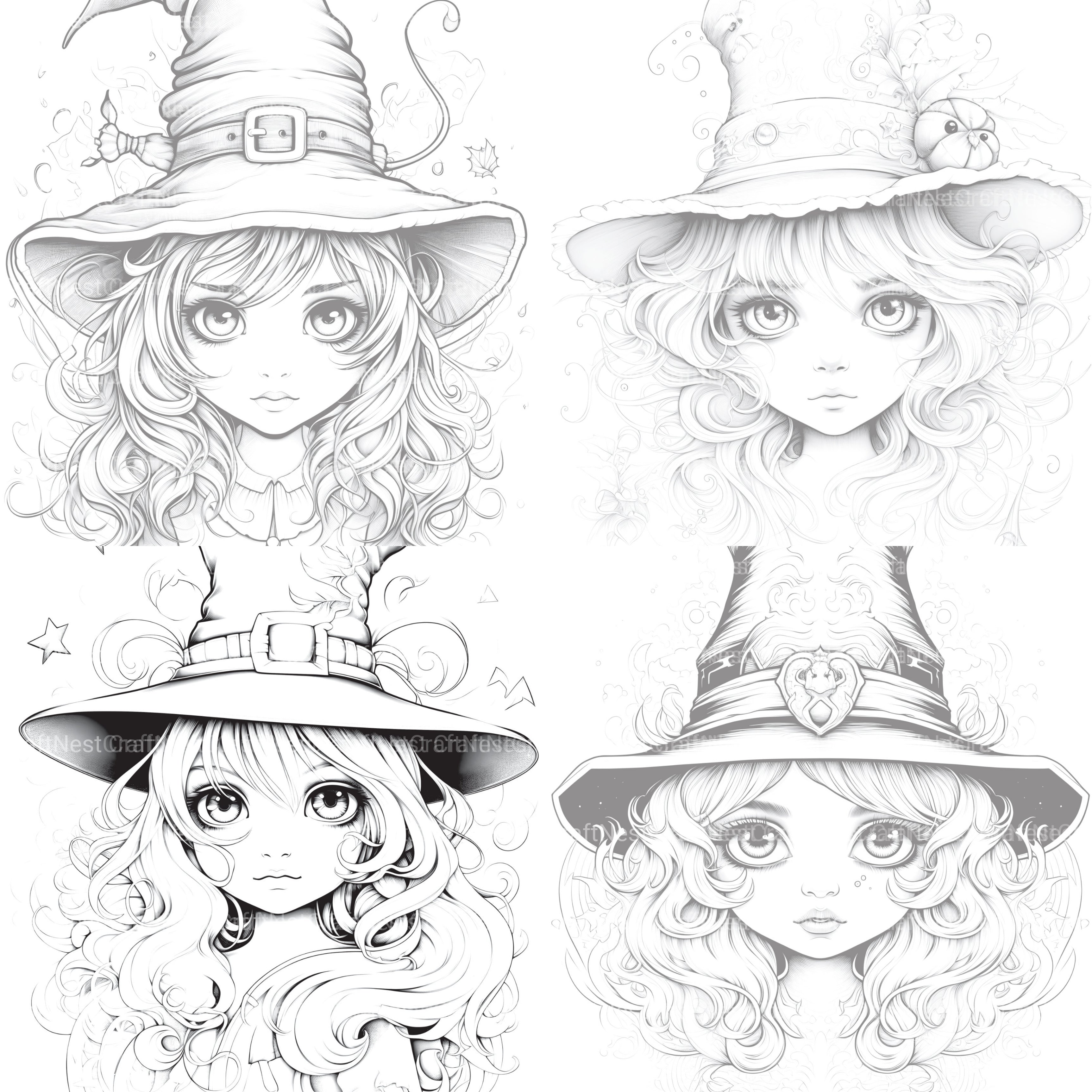 Cute Witch Coloring Book - CraftNest - Digital Crafting and Art
