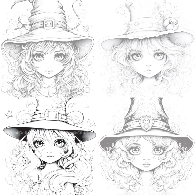 Cute Witch Coloring Book - CraftNest - Digital Crafting and Art