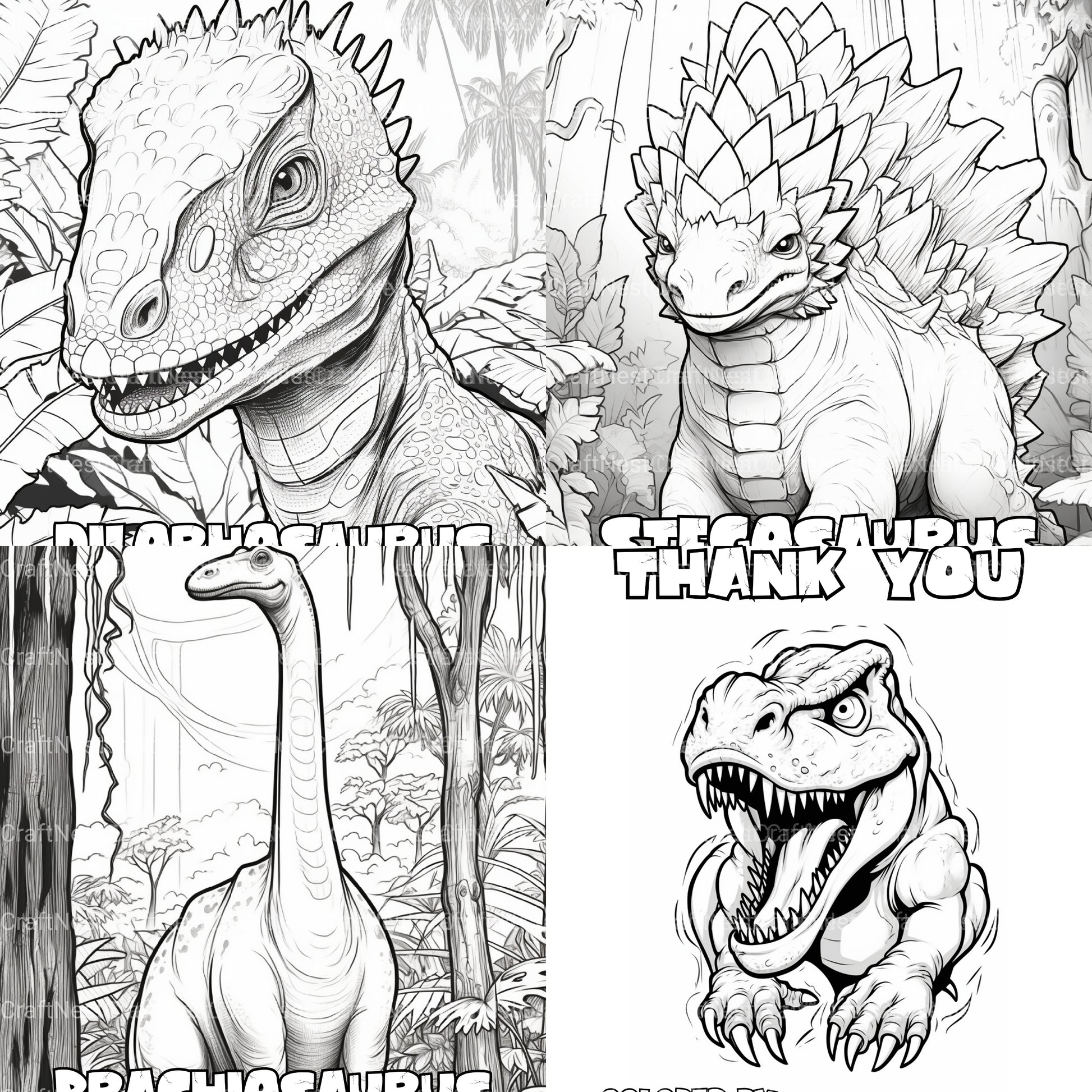 Kids Dinosaur Adventure Coloring Book - CraftNest - Digital Crafting and Art