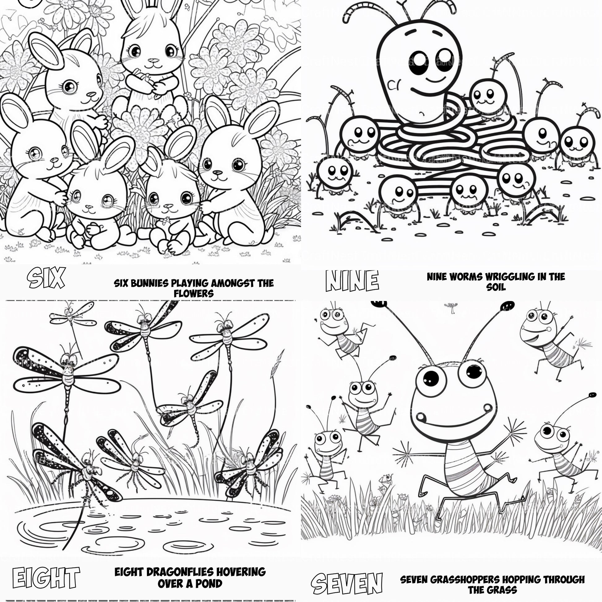 Bilingual Numbers Garden Coloring Book - CraftNest - Digital Crafting and Art