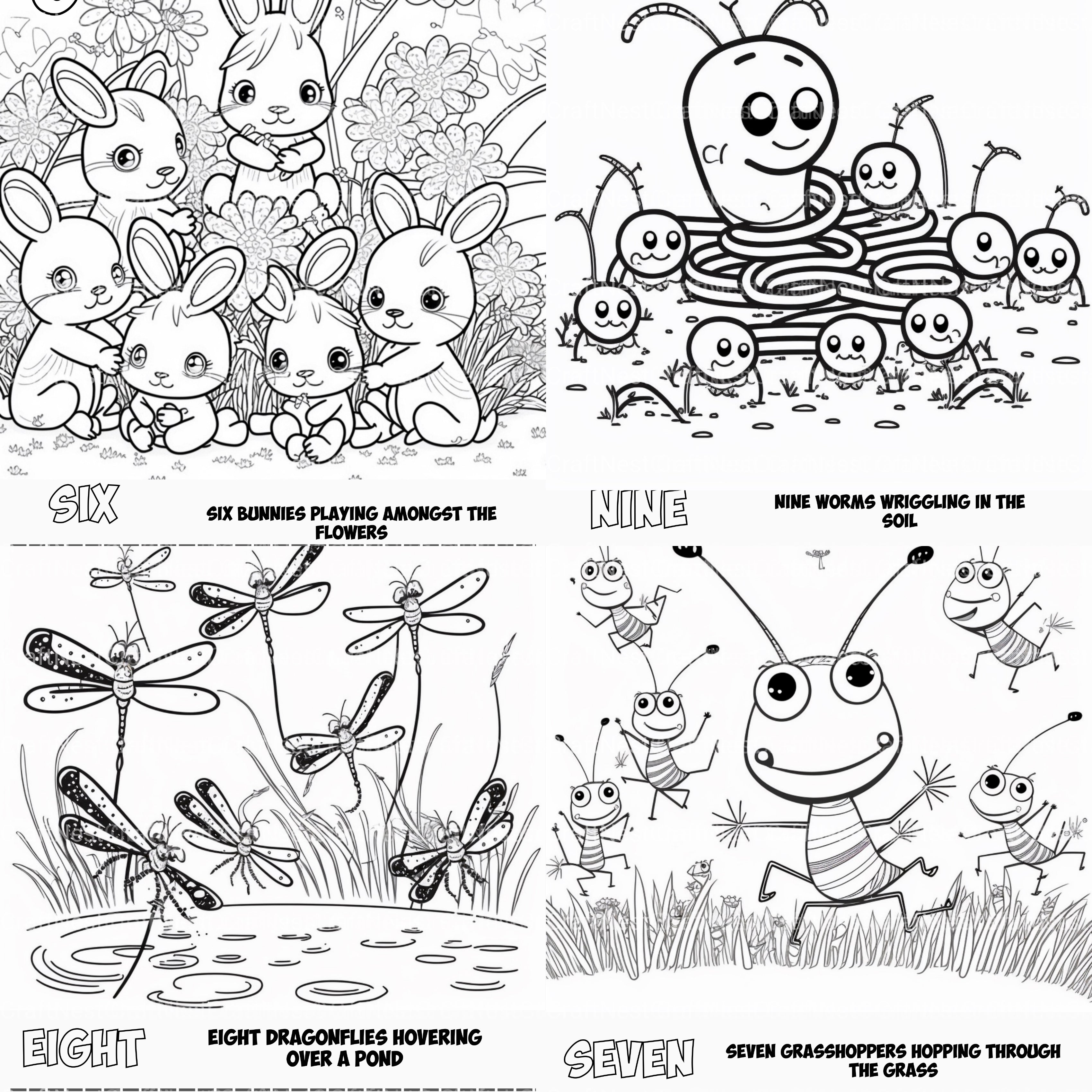 Bilingual Numbers Garden Coloring Book - CraftNest - Digital Crafting and Art