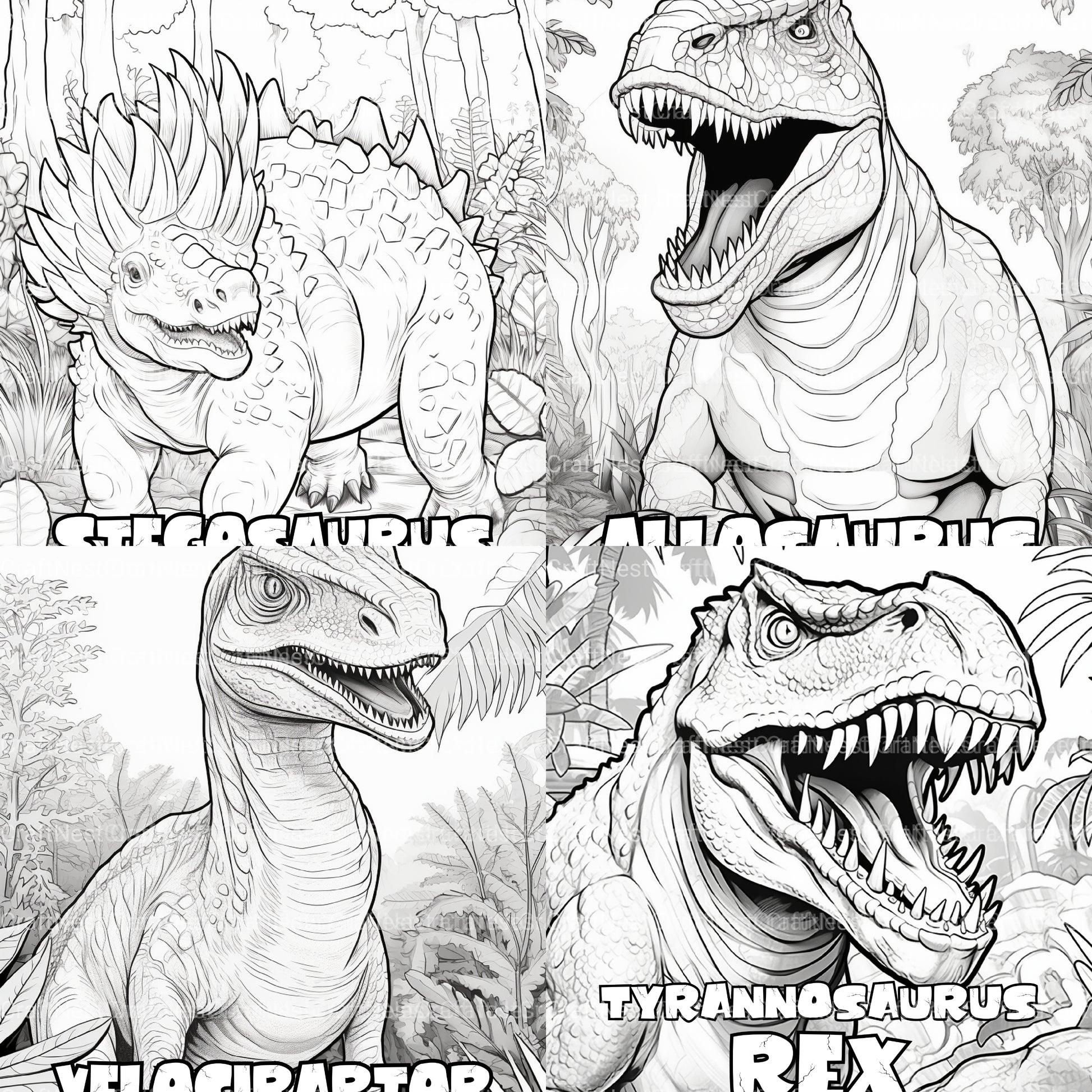 Kids Dinosaur Coloring Book - CraftNest - Digital Crafting and Art