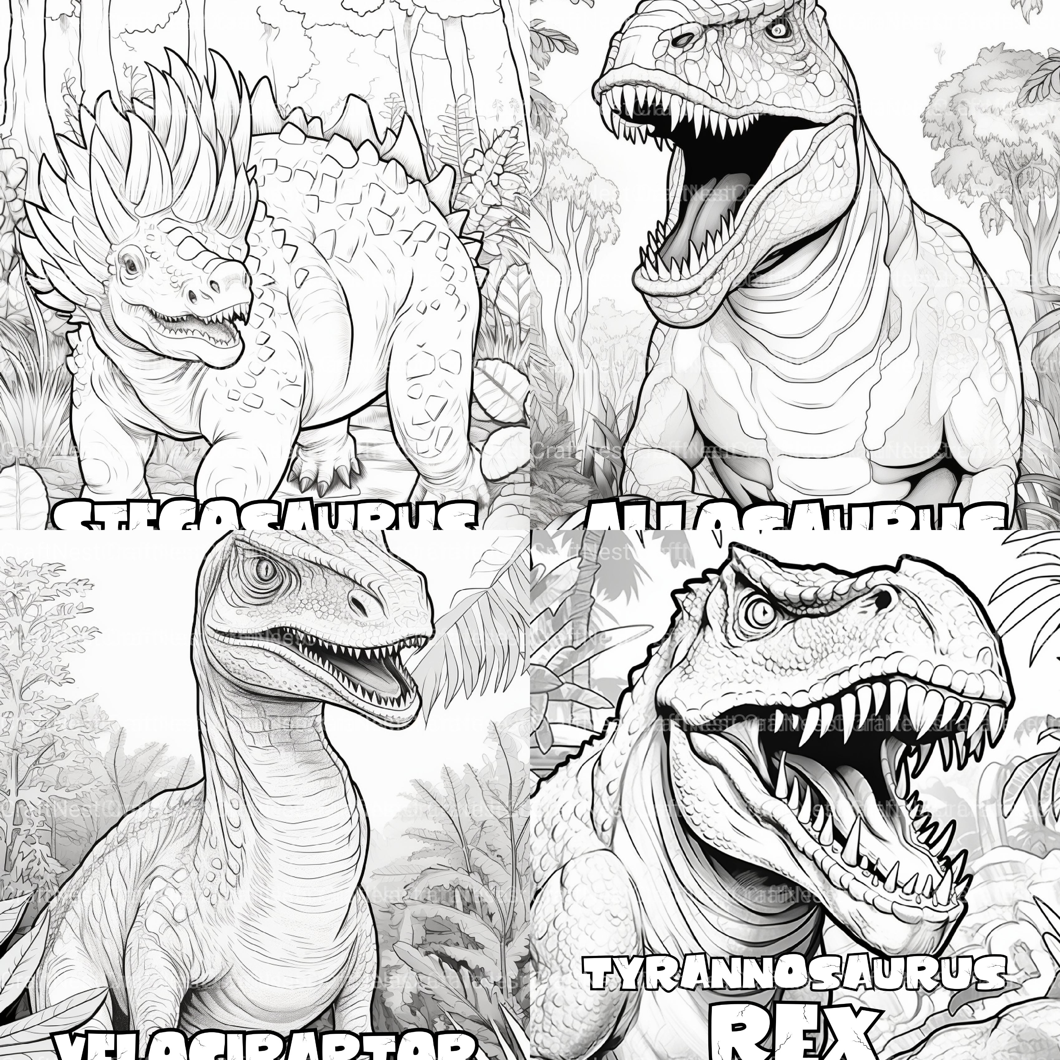 Kids Dinosaur Coloring Book - CraftNest - Digital Crafting and Art