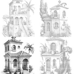 Mediterranean Tiny House Coloring Book - CraftNest - Digital Crafting and Art