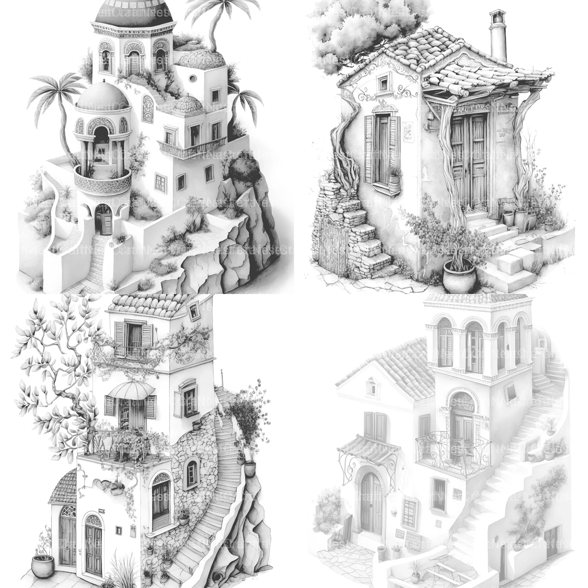 Greek Tiny House Coloring Book - CraftNest - Digital Crafting and Art