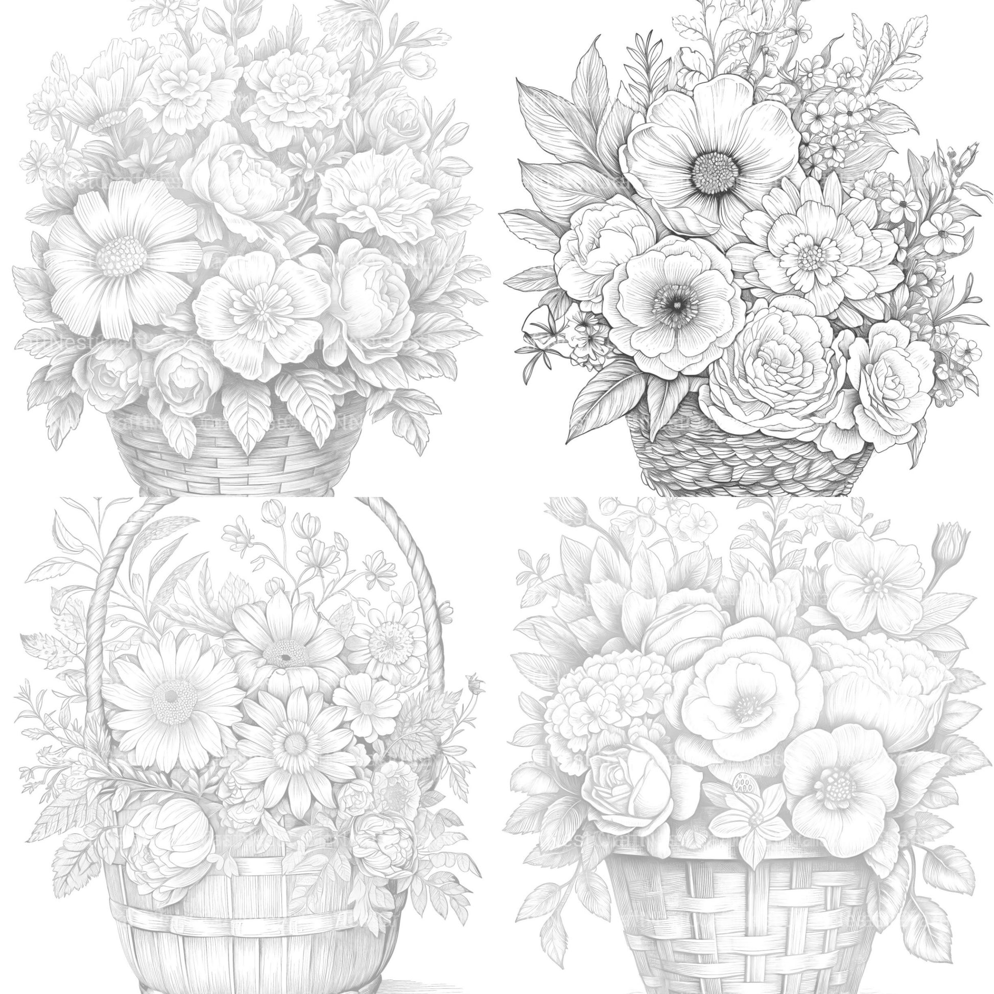 Flower Basket Coloring Book - CraftNest - Digital Crafting and Art