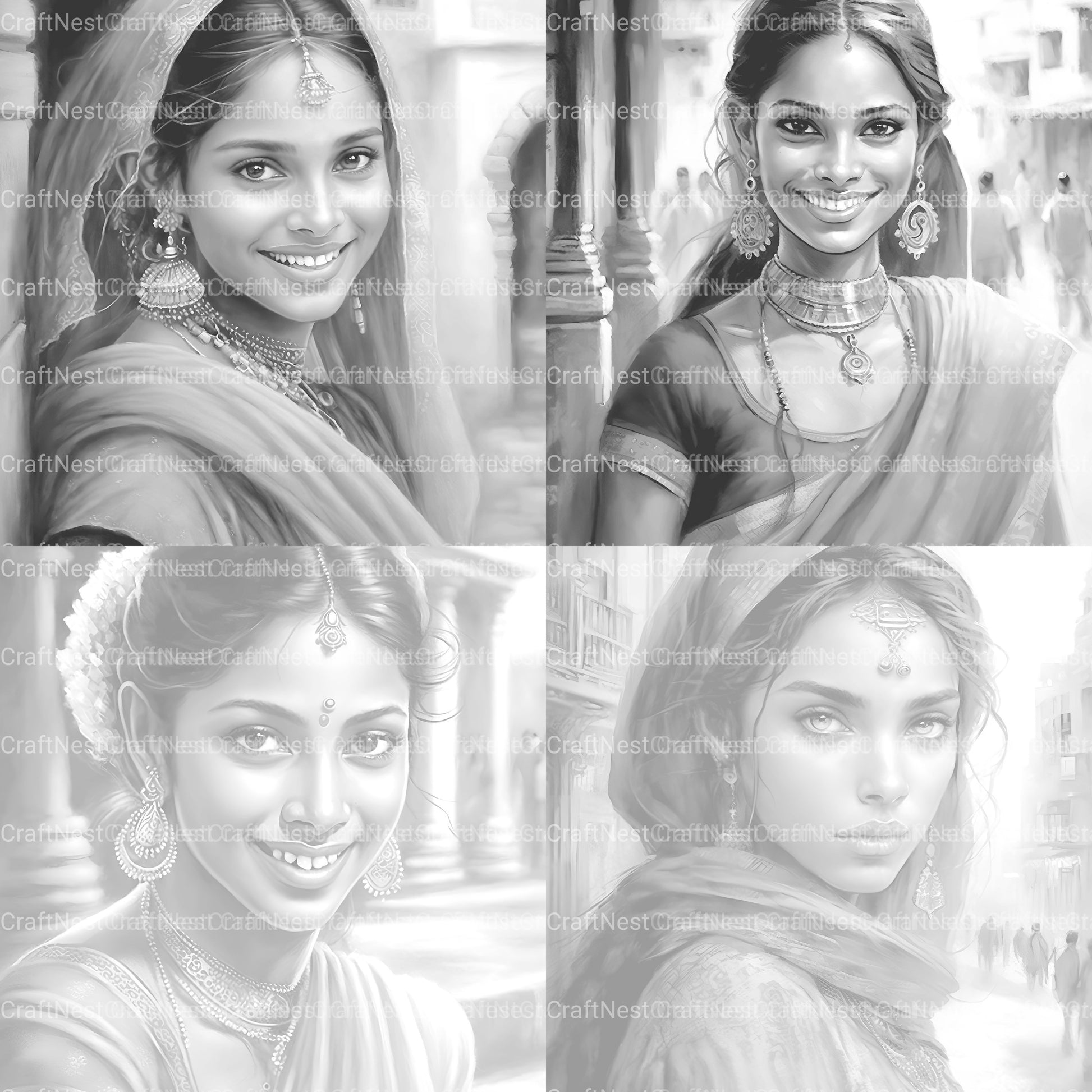 Indian Woman Coloring Book - CraftNest - Digital Crafting and Art