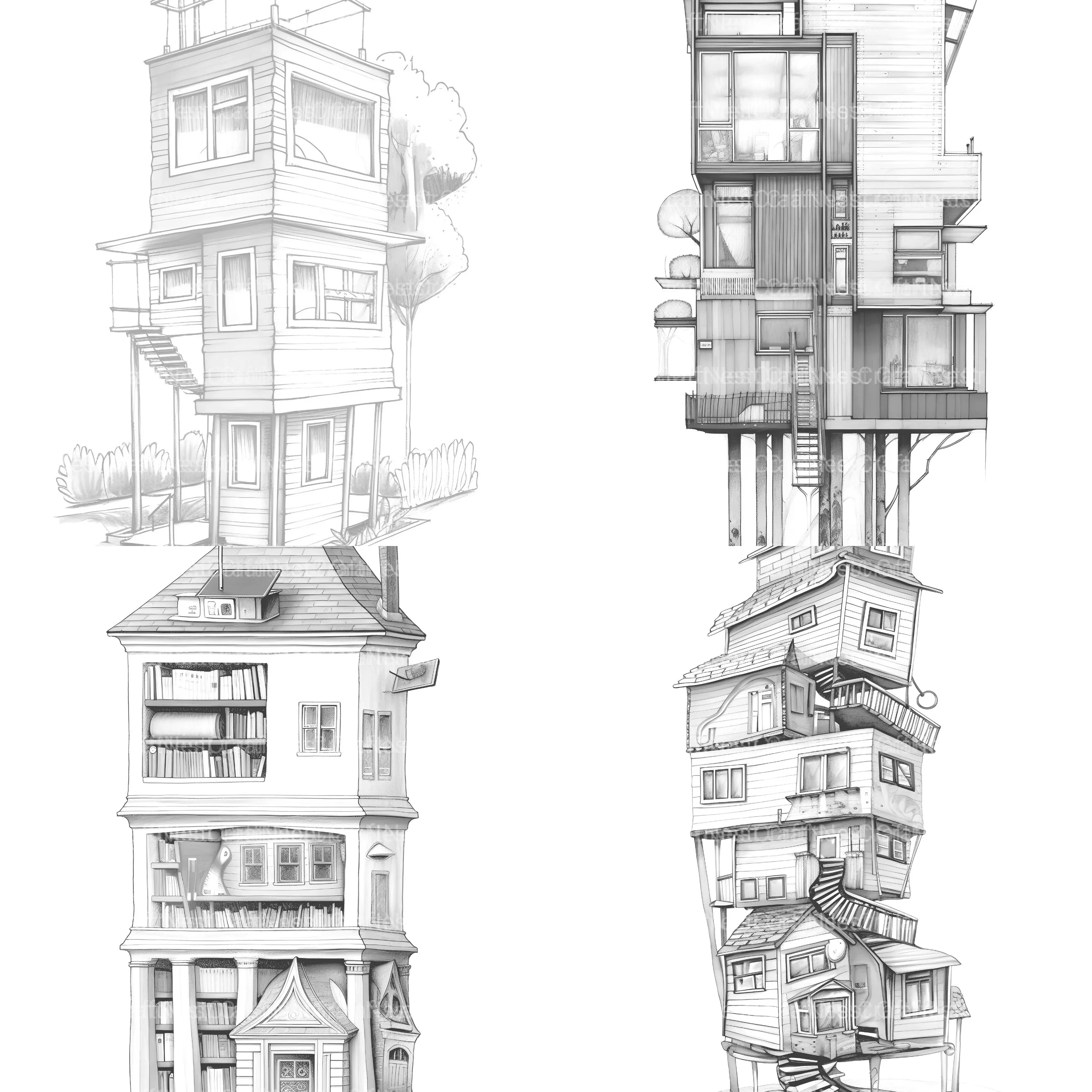 Contemporary Tiny House Coloring Book - CraftNest - Digital Crafting and Art