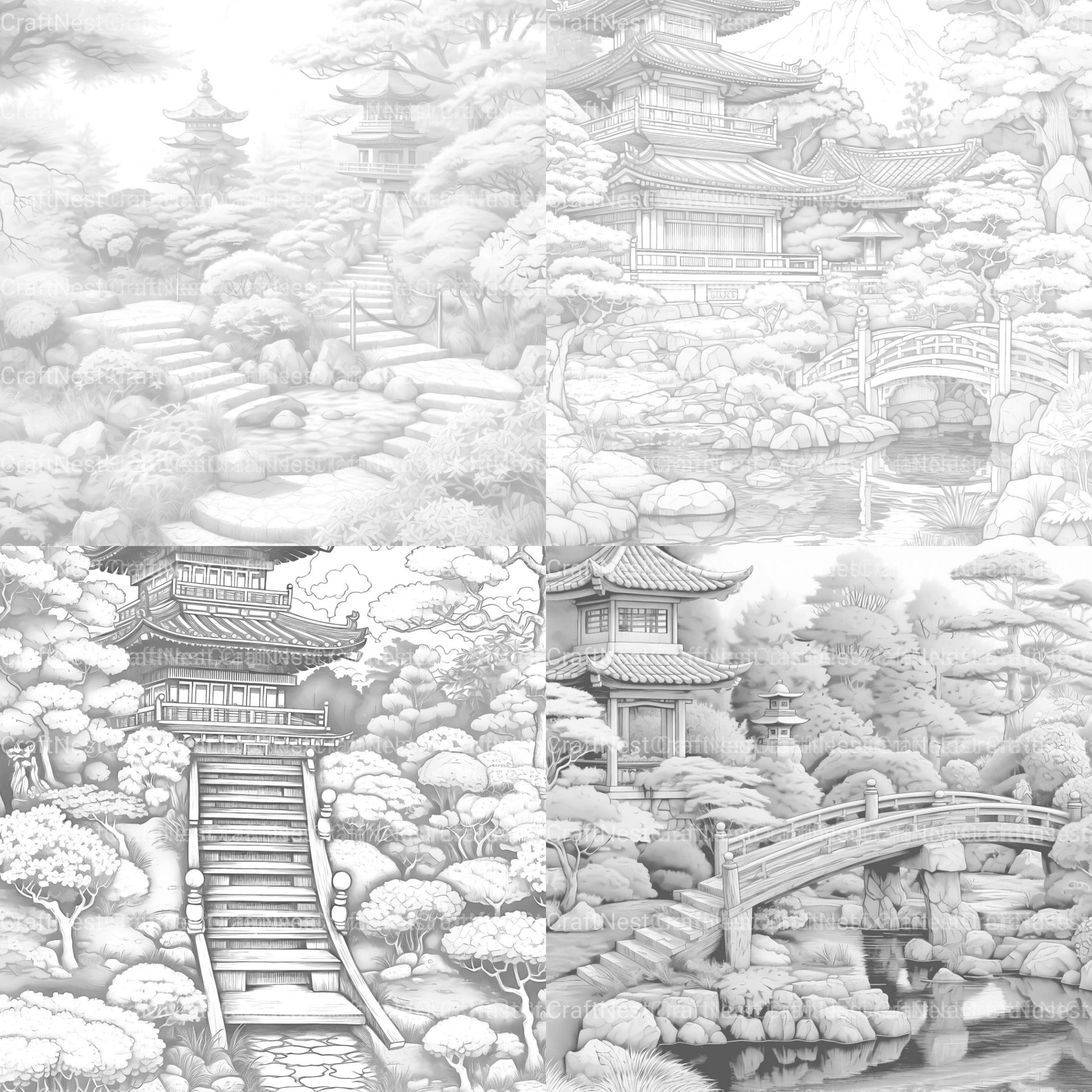 Japanese Garden Coloring Book - CraftNest - Digital Crafting and Art