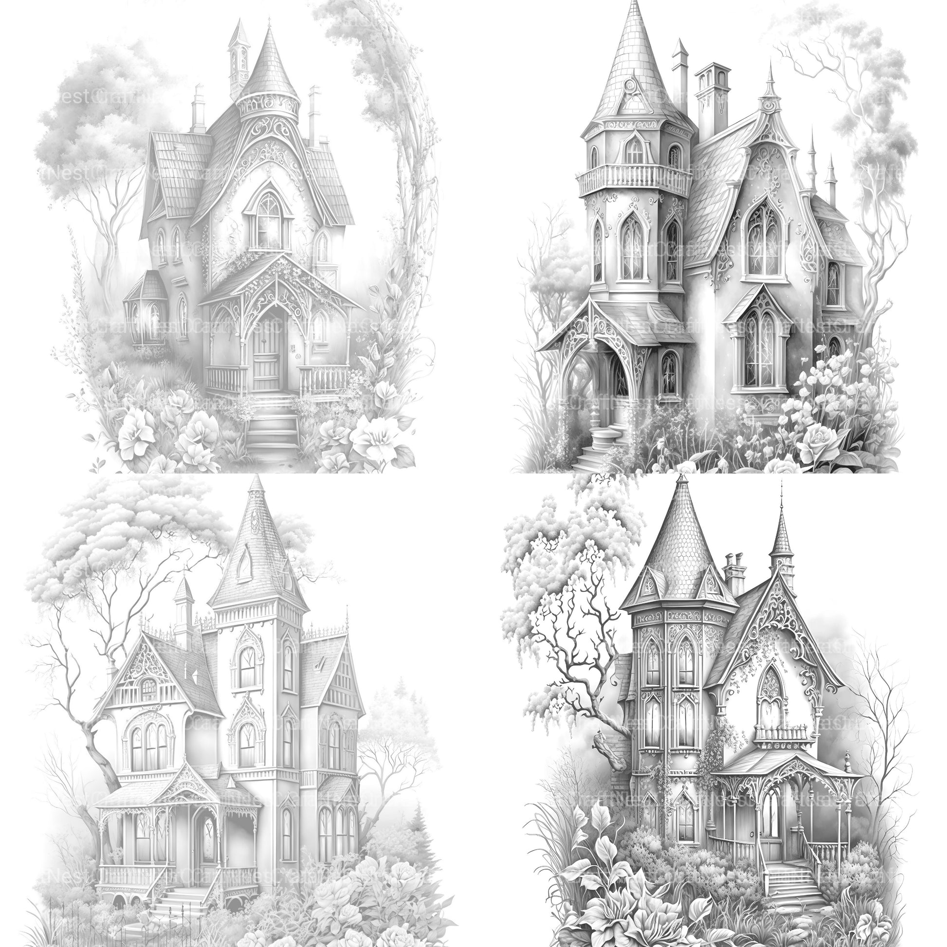 Gothic House Coloring Book - CraftNest - Digital Crafting and Art