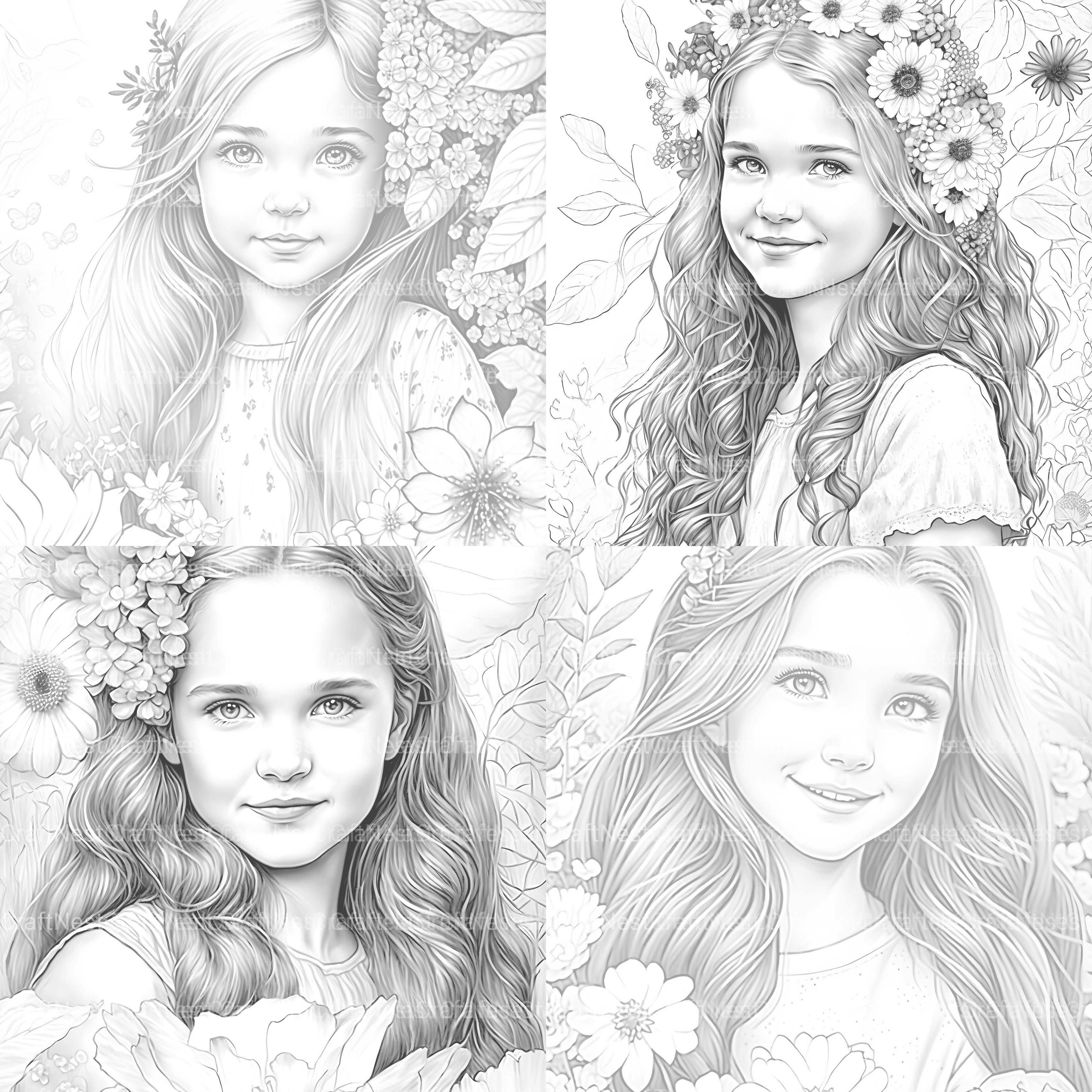 Flower Girl Coloring Book - CraftNest - Digital Crafting and Art